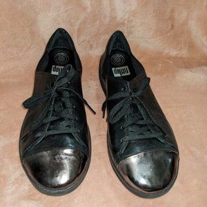 Fitflop F-Sporty Mirror Toe black leather sneaker size 11